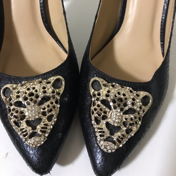 Thalia Sodi Black and Gold Heels Size 6 - Picture 4 of 9